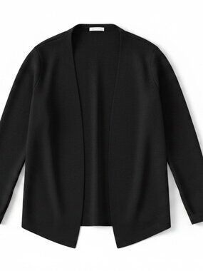 Minnie Rose 100% Cashmere Cardigan Women’s Small Black Open Front Luxury Knit